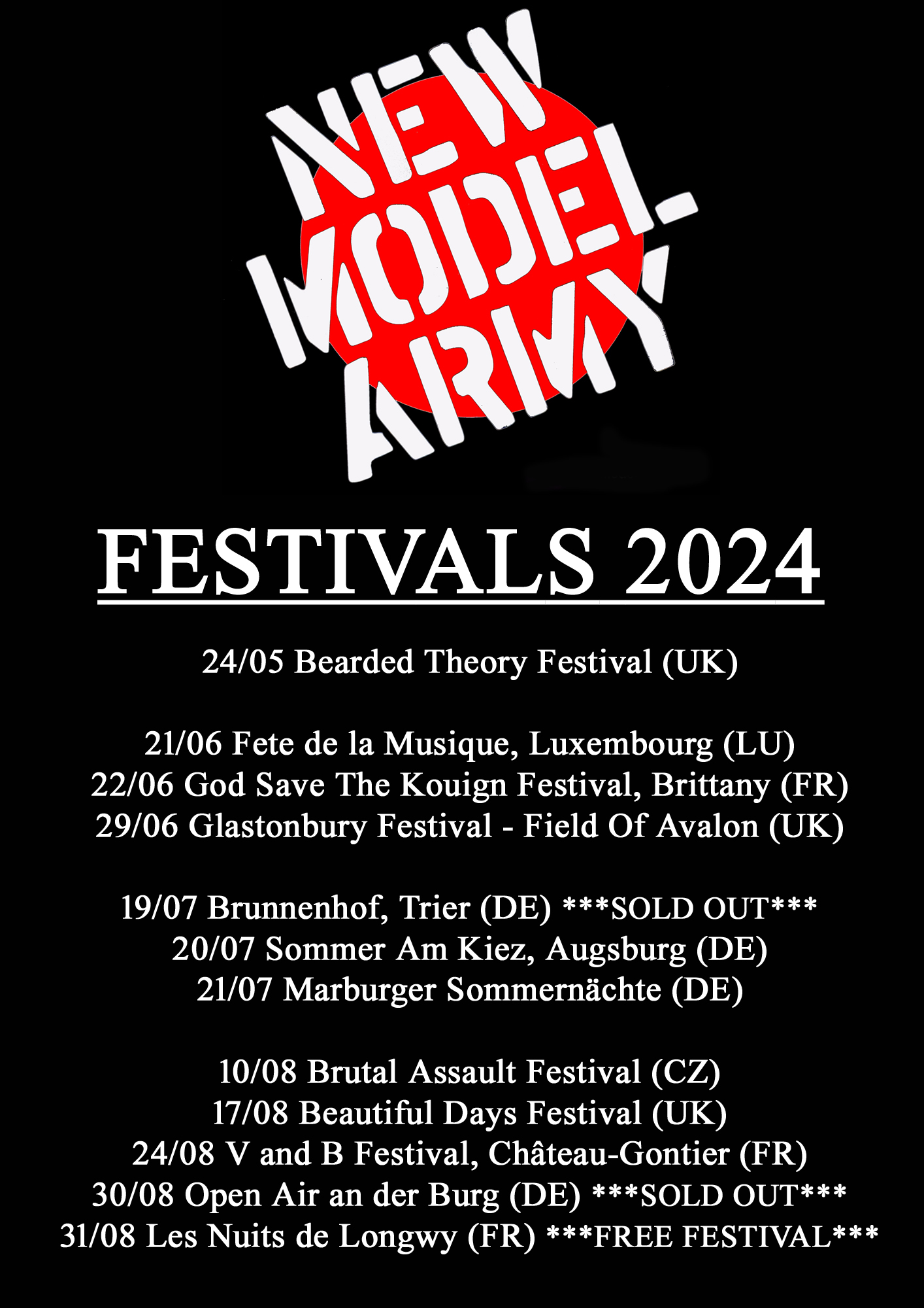 NEW MODEL ARMY – All Festivals 2024